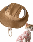 Sphynx Cat Bucket Hat – Cotton Denim Sun Hat with Ear Openings