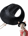Sphynx Cat Bucket Hat – Cotton Denim Sun Hat with Ear Openings
