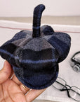 Plaid Wool Beret Hat for Cat Stylish Soft Headwear