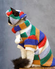 Sphynx Cat Shearling Set – Rainbow Fleece Top & Hat