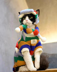 Sphynx Cat Shearling Set – Rainbow Fleece Top & Hat