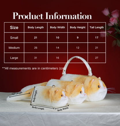 Yellow White Cat Bag Plush Shoulder Bag for Daily Use