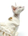 Elegant White Cotton Dress For Cats