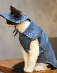 Sphynx Cat Denim Vest Set – Star Wash Shirt, Hat & Buckle
