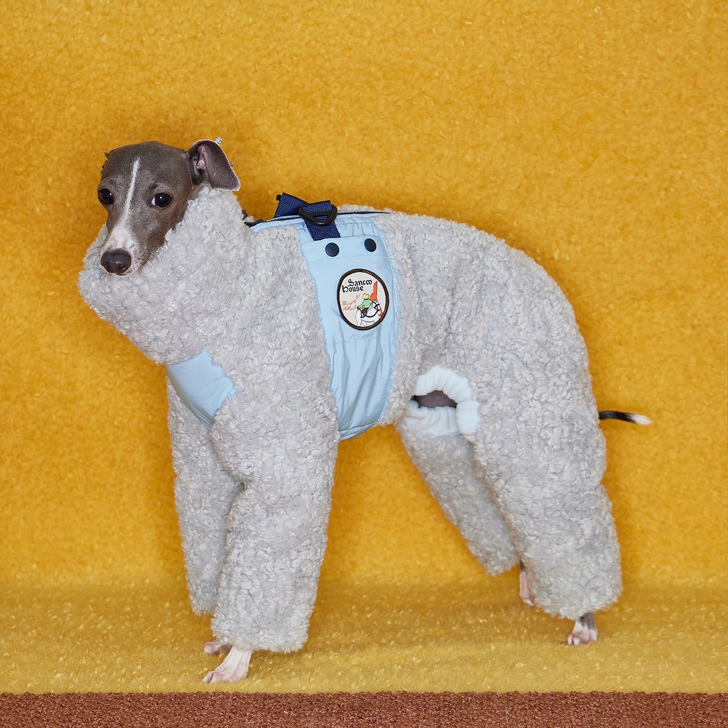 Italian Greyhound &amp; Whippet Snowsuit – Lamb Fleece Winter Onesie