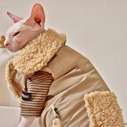 Weatherproof Faux Jacket Sphynx Cat Clothes