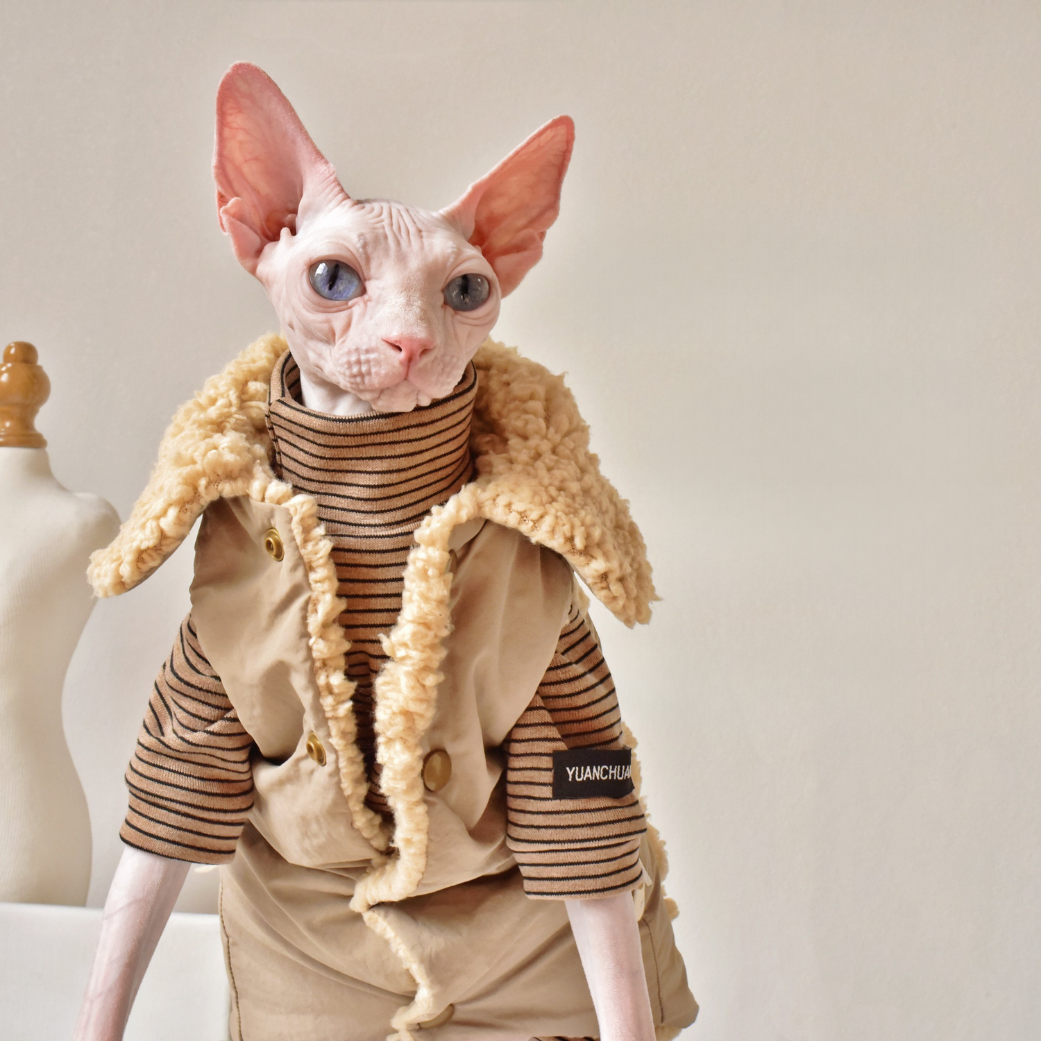 Weatherproof Faux Jacket Sphynx Cat Clothes
