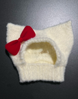 White with Red Bow Custom Knit Hat