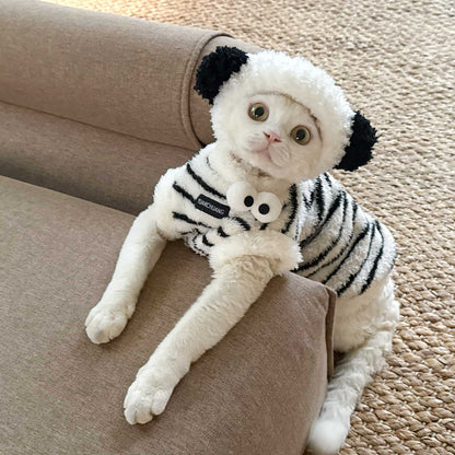 Zebra Fleece SphynxCat DevonRex Clothes