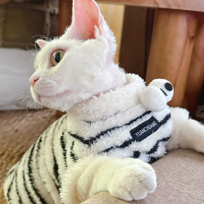 Zebra Fleece SphynxCat DevonRex Clothes