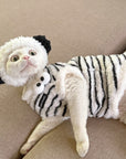 Sphynx Cat Fleece Onesie – Zebra Print Warm Bodysuit