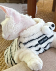 Sphynx Cat Fleece Onesie – Zebra Print Warm Bodysuit