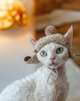 Fleece Aviator Hat for Sphynx & Devon Rex Cats - Ear-Out Winter Cap