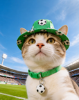 Soccer Fan Pet Bucket Hat & Necklace Set