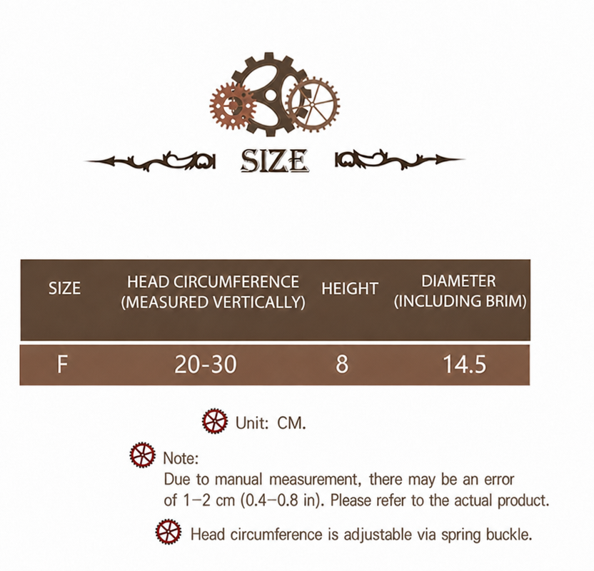 steampunk witch hat size guide