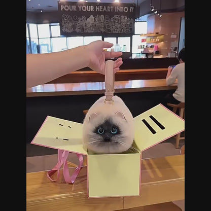Siamese Cat Bag Plush Shoulder Bag for Daily Use