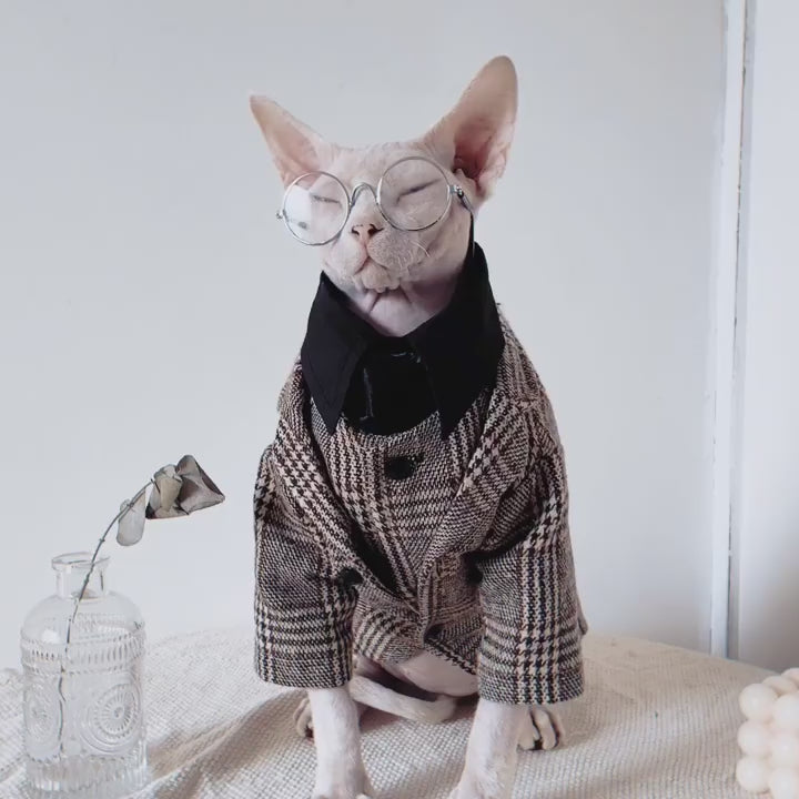 Tweed Three-Piece Suit for SphynxCat