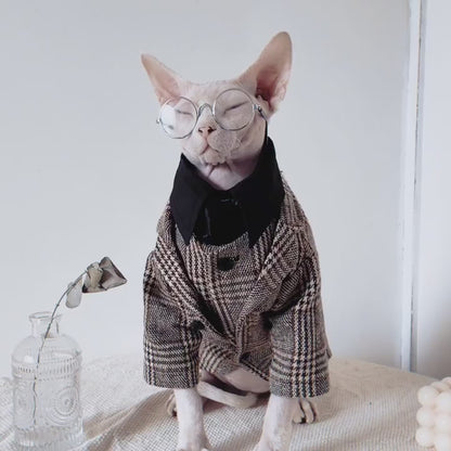 Tweed Three-Piece Suit for SphynxCat